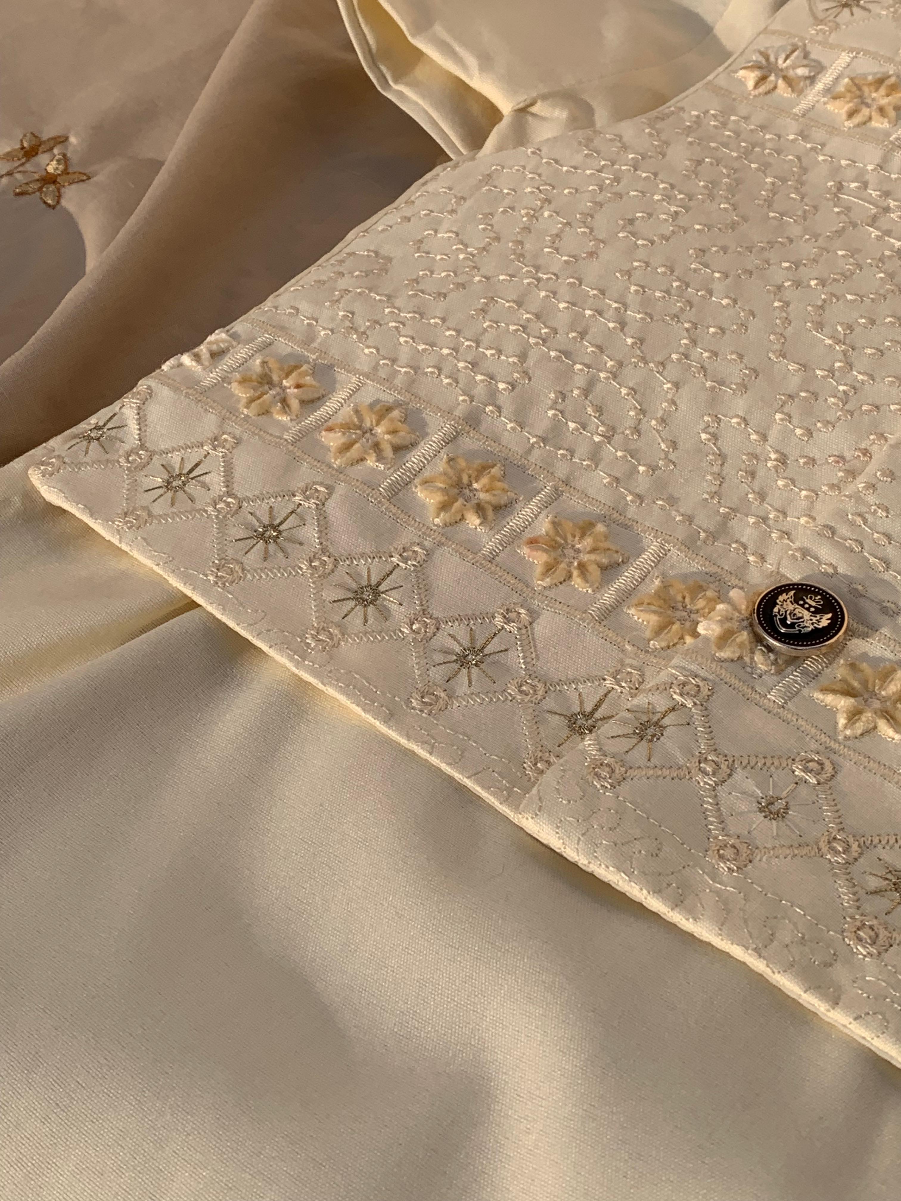 Cute-Sha | Cream Embroidered Shalwar Kurta Waistcoat Set | Kids 2-8 Years