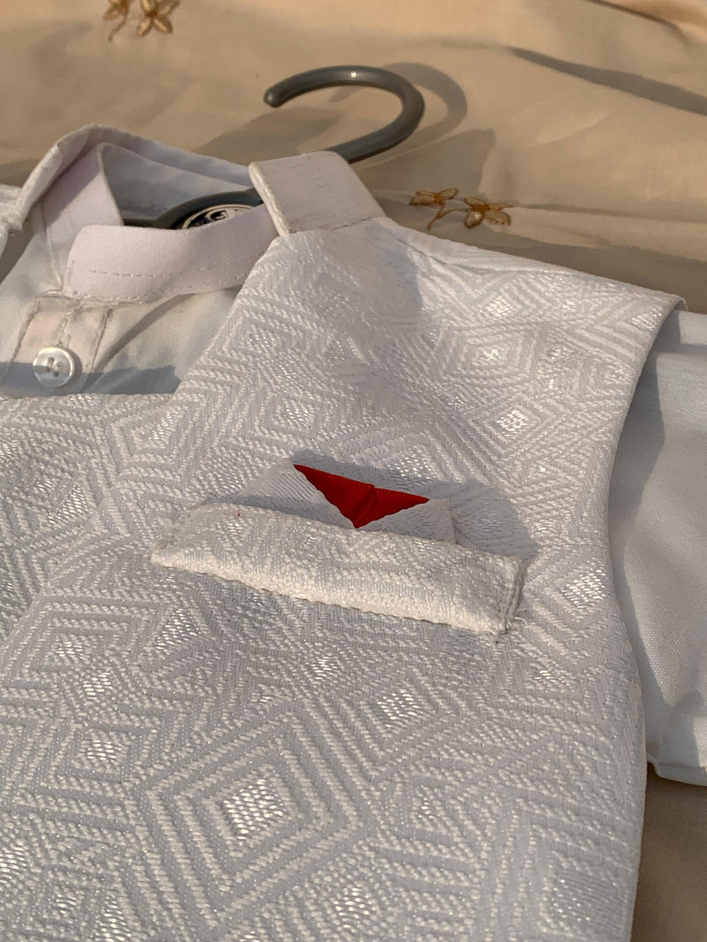 Cute-Sha | White Embroidered Shalwar Kurta Waistcoat Set | Kids 2-8 Years