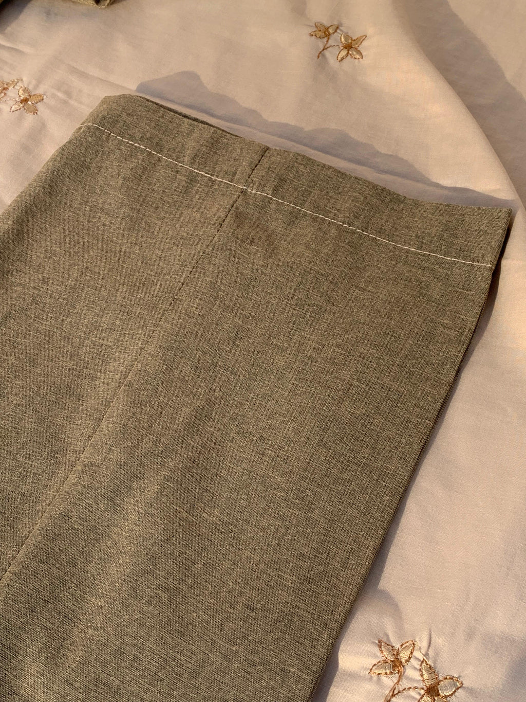 Cute-Sha | Olive Green Embroidered Shalwar Kurta Waistcoat Set | Kids 2-8 Years
