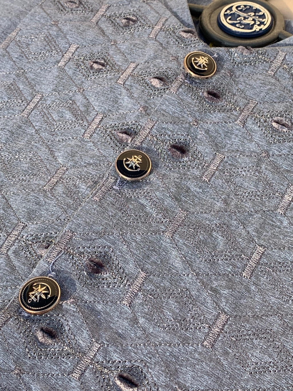 Cute-Sha | Light Blue Embroidered Shalwar Kurta Waistcoat Set | Kids 2-8 Years