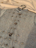 Cute-Sha | Gray Embroidered Shalwar Kurta Waistcoat Set | Kids 2-8 Years