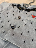 Cute-Sha | Moti Embellished Shalwar Kurta Waistcoat Set | Gray | Kids 2-8 Years